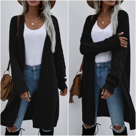 Cozy Beige Oversized Open Front Long Cardigan - Picture 4 of 5